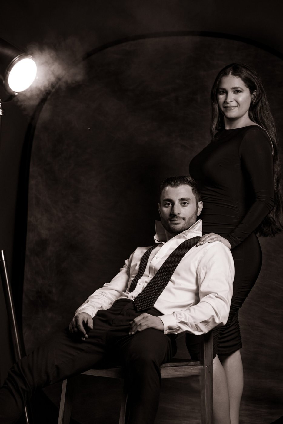 Dramatic studio portrait with directional light