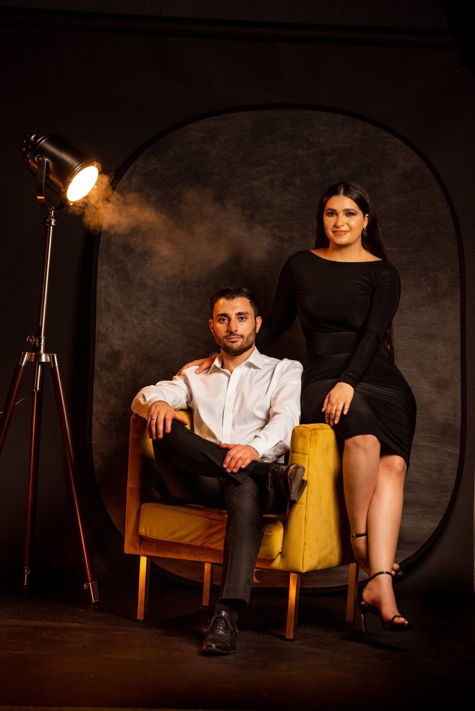 Modern studio portrait of a couple