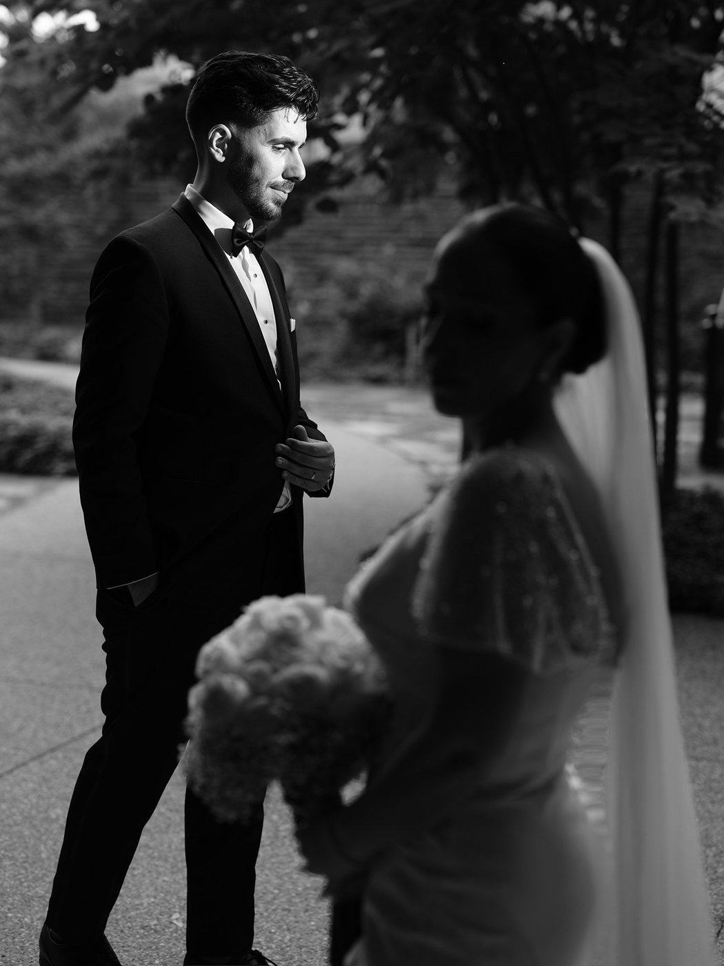 Editorial groom portrait, black and white