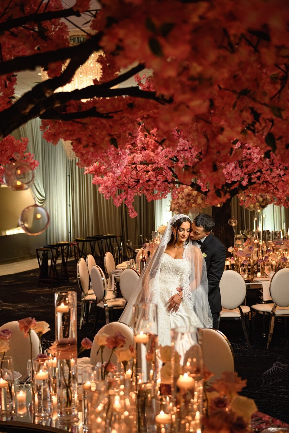 Reception beneath a canopy of blossom